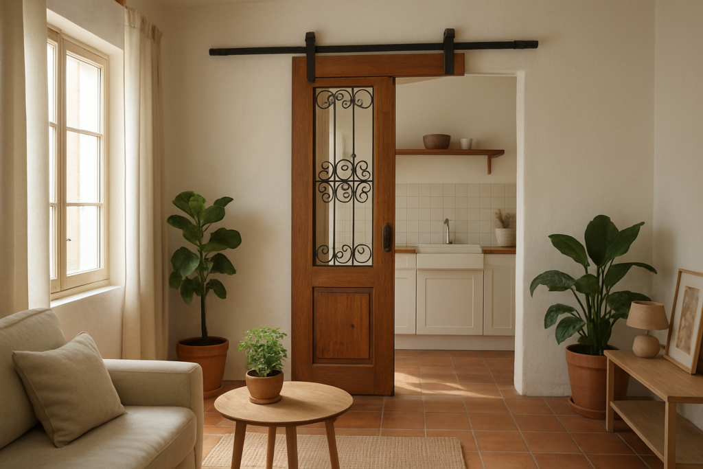 Puertas correderas modernas en una casa pequeña, Metalistería