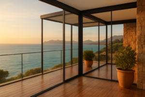 Elegante cerramiento de terraza en metalistería con vistas